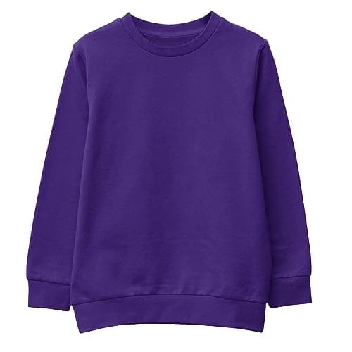 Image of L S U Unisex SweatShirt Boys Girls Fleece Jumper Classic Crew Neck Long Sleeve School Uniform Sweater PURPLE 7-8
