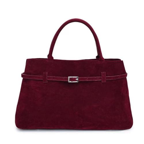 Image of Generisch 2026-Ote Bag Women's Retro Dark Brown Faux Leather Tote Bag Slouchy Suede Bag with Handle Large Tote Bags for Daily Work, Travel and Shopping, red, One Size