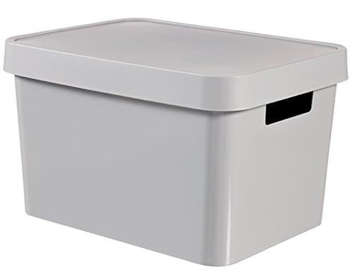 Image of Curver 04743-099-01 Infinity Plastic Storage Box with Lid, Light Grey, 36.3 x 27 x 22 cm, 17 L