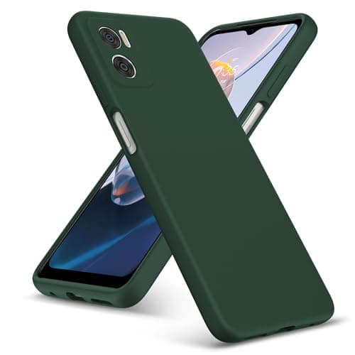 Image of PIXFAB For Motorola E22 Case, Slim Liquid Silicone Shockproof [Anti-scratch] Armor Case, Protective Soft Rubber Gel Phone Case Cover For Motorola Moto E22 - Green