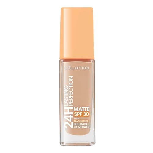 Image of Collection Cosmetics Lasting Perfection Matte Foundation, Full Coverage, Anti-Ageing Effect, 24 Hour Wear, SPF 30, Contains Niacinamide, 27ml, Vanilla Cool