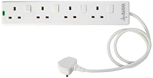 Image of PRO ELEC PELB1918 4 Gang Switched Surge Protected Extension Lead White, 1m