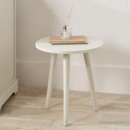 Image of Pacific Lifestyle Tripod Side Table for Small Corners | Low Wooden for Living Room | Cream Living Room End Tables | Small Round Accent Table (Cream)