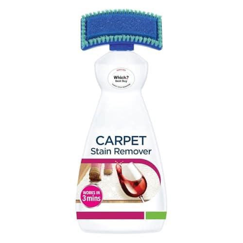 Image of Carpet Stain Remover with Cleaning Brush 650ml – Works in 3 mins – Oxy-Powered Fast-Acting Deep Cleaner for Old Stains & Odours – Colour and Fabric Safe, Pet Friendly
