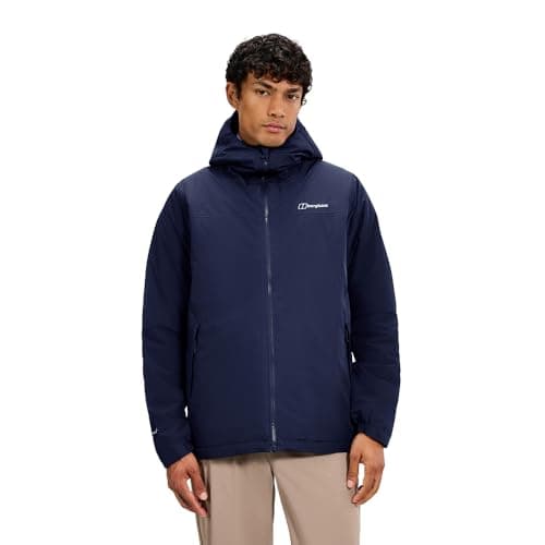 Image of Berghaus Men's Deluge Pro Waterproof Insulated Jacket | Adjustable | Durable Coat | Rain Protection Waterproof Jacket, Blue, L