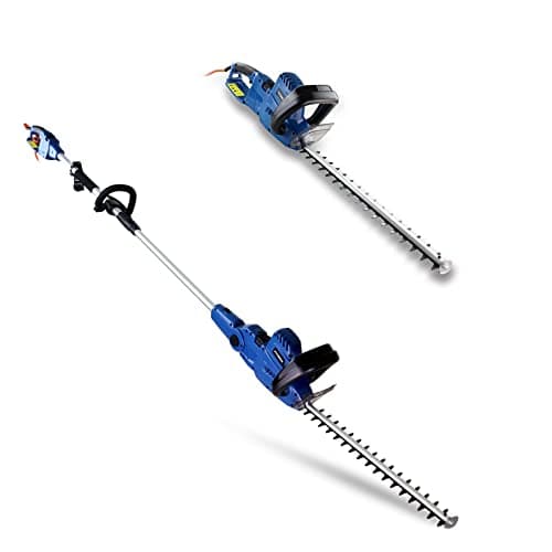 Image of Hyundai 550W 440mm 2-in-1 Hedge Trimmer, Extendable Corded Electric Pole Telescopic Trimmer Pruner, 2.52m Reach, 10m Cable, 5.7kg, 3 Year Warranty