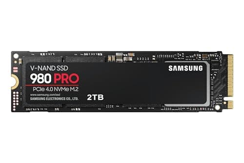 Image of Samsung 980 PRO M.2 NVMe SSD (MZ-V8P2T0BW), 2 TB, PCIe 4.0, 7,000 MB/s Read, 5,000 MB/s Write, Internal Solid State Drive