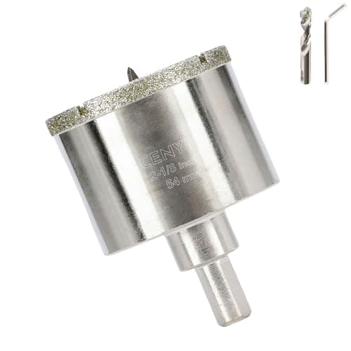 Image of 2-1/8 Inch 54mm Tile Hole Cutter Drill Bit Diamond Metal Hole Saw with Center Pilot Drill – Diamond-Coated for Marble, Granite, Ceramics, Porcelain Tiles, Glass