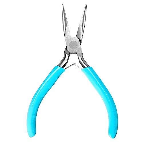Image of Long Nose Pliers Mini Needle Nose Pliers 4.5 Inch Jewelry Pliers Long Nose Plier Jewelry Making Tools for Jewelry Repair Wire Bending Gripping (Blue)