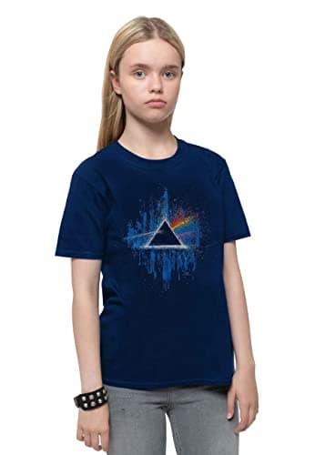 Image of PINK FLOYD Childrens/Kids Dark Side of The Moon Splattered T-Shirt (9-10 Years) (Navy Blue)