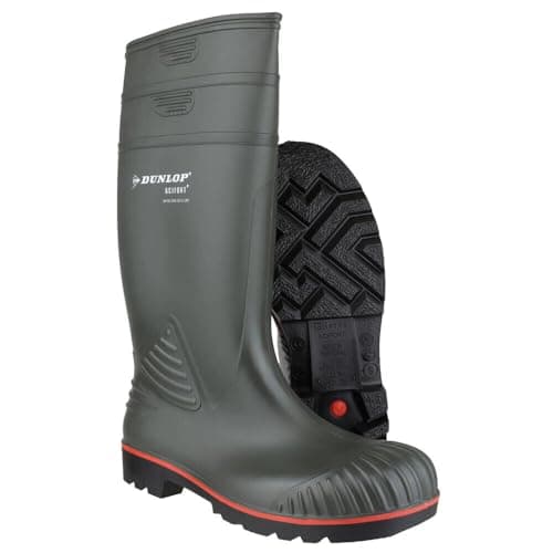Image of UKD Dunlop Acifort Steel Toe Cap Safety Wellies Boots Mens PVC Green W138E (7 UK, numeric_7)