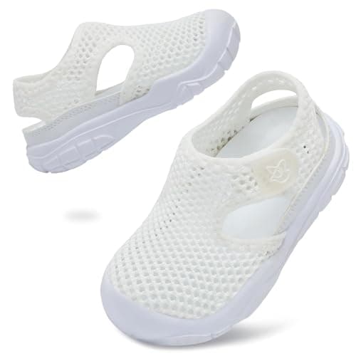 Image of JIASUQI Toddler Sandals Boys Girls Wid Barefoot Water Sandals Kid Lightweight Water Shoes for Beach Swim(White 19, UK Size 5)