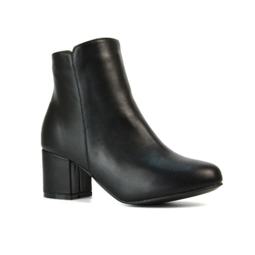 Image of ESSEX GLAM Womens Ankle Boots Ladies Low Block Heel Zip Up Black Booties Size 3-8