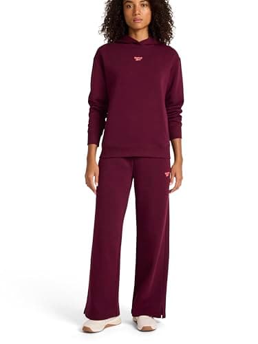 Image of Reebok Womens Swift Hoodie Set, Standard Fit, Midweight Cotton-poly Fabric, Black Cherry, Medium
