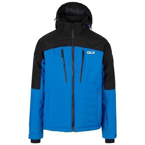 Image of DLX Men's Ski Jacket Nixon - Quilted Panels, Down Touch Filling, Adjustable Hood, Waterproof, Critical Taped Seams, Multiple Pockets, Detachable Snowskirt, Adjustable Cuffs