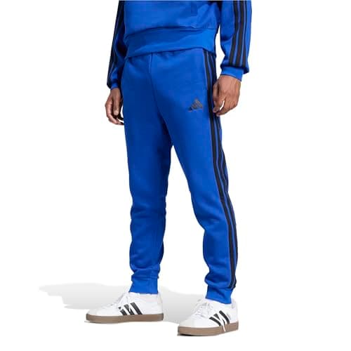 Image of adidas Men's Essential Three Stripes Fleece Pant, Team Royal Blue/Black, L