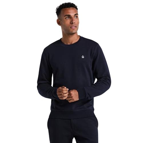 Image of Original Penguin Mens Org Flc Crewneck Sti Sweatshirt, Dark Sapphire, M UK
