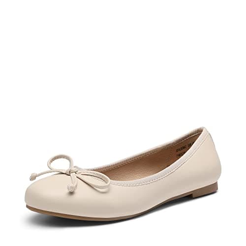 Image of DREAM PAIRS Womens Classic Bow Flats Ballerina Slip on Formal Casual Pumps Style Shoes,Size 5,Beige,SDFA2203W-E