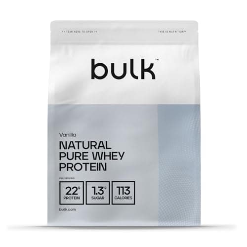 Image of Bulk Natural Pure Whey Protein Concentrate, Shake Sweetened With Stevia, Vanilla, 500 g, 26 Servings, Packaging May Vary