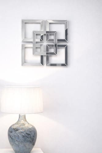 Image of DEENZ Art Deco Mirrored Wall Art - Silver Wall Mounted Beautifull Living Room Bedroom Hallway Mirrors Home Decor Elegant