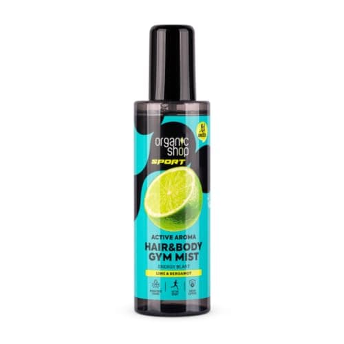 Image of Organic Shop SPORT Active Aroma Hair & Body Gym Mist. Energizing Blast with Lime & Bergamot. Vegan Friendly. Cruelty Free. 200ml