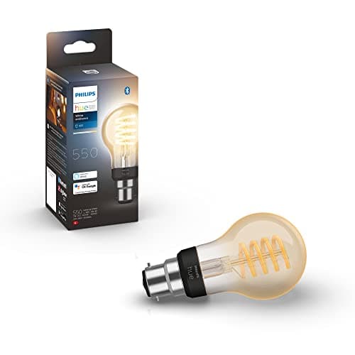 Image of Philips Hue White Ambiance Filament Single Smart LED Bulb [B22 Bayonet Cap] - 550 Lumens. Works with Alexa, Google Assistant and Apple Homekit