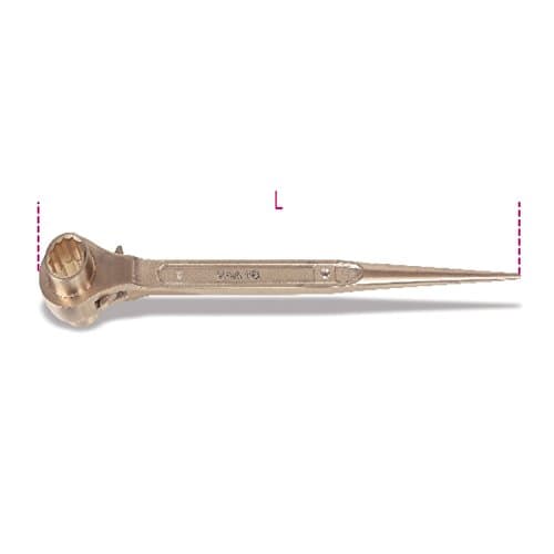 Image of Beta 930821 Model 93 BA21X22 Sparkproof Ratcheting Double-ended Offset Ring Wrench for Scaffolding Bolts, 21mm x 22mm