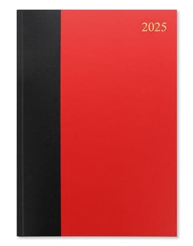 Image of Letts of London Standard A4 two pages per day 2025 diary - red/black