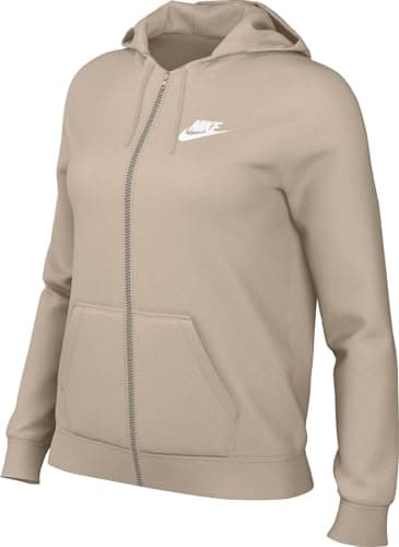Image of NIKE DQ5471-126 W NSW CLUB FLC FZ HOODIE STD T-shirt Women's SANDDRIFT/WHITE Size M