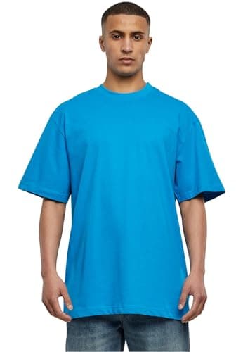 Image of URBAN CLASSICS Men's Basic Crew Neck Tall Tee, Oversized Short Sleeves T-Shirt with Dropped Shoulders, 100% Jersey Cotton, in turquoise, 4XL