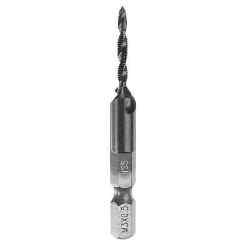 Image of sourcing map Combination Drill and Tap Bit, Metric M3 x 0.5 Thread 1/4" Hex Shank, TiCN Coated Threading Screw Taps Spiral Flute Tapping Tool, High Speed Steel (HSS) 6542