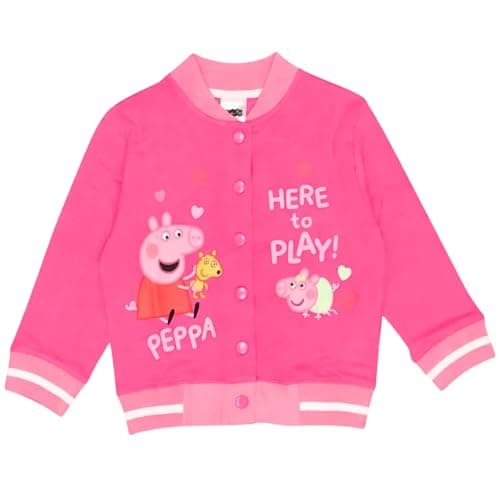 Image of Peppa Pig Girls Jacket Kids Bomber Jacket Lightweight Coat Pink School Outerwear Varsity Jacket Baby Toddler 2-3 Years