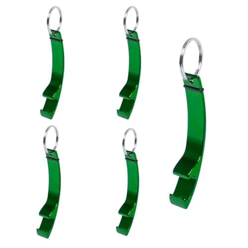 Image of eBuyGB Metal Bottle Opener Keyring, Colourful Aluminium Beer Opener Keychain, Green (Pack of 5)