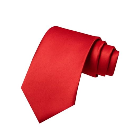 Image of SUJIBHI Men Tie Classic Men's Solid Satin Neck Tie Solid Color Formal Neckties with Multiple Colors for Men Business Wedding Party Work Tie,8cm (Red)
