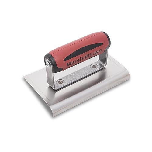 Image of MARSHALLTOWN The Premier Line 138SSD 6-Inch by 4-Inch Stainless Steel Edger-Curved Ends 1/2-Inch Radius, 5/8-Inch Lip-Dura Soft Handle