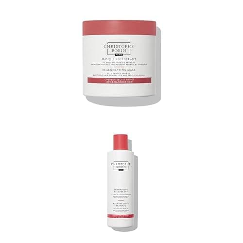 Image of Christophe Robin Regenerating Mask with Prickly Pear Oil 250ml + Christophe Robin Regenerating Shampoo with prickly pair oil 500ml Duo