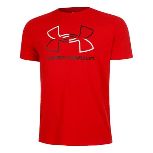 Image of Under Armour Global Line Foundation Updated Short Sleeve, Super-Soft and Comfortable Men's T-Shirt, Fast-Drying Gym Tee for Training and Casual Wear,Red/White/Black,XL