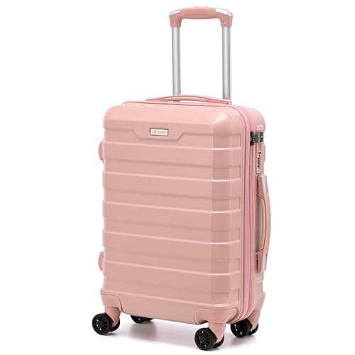 Image of RMW Suitcase Large Medium Cabin Size | Hard Shell | Lightweight | 4 Dual Spinner Wheels | Trolley Luggage Suitcase | Hold Check in Luggage | TSA Combination Lock (Pink, Cabin 20")