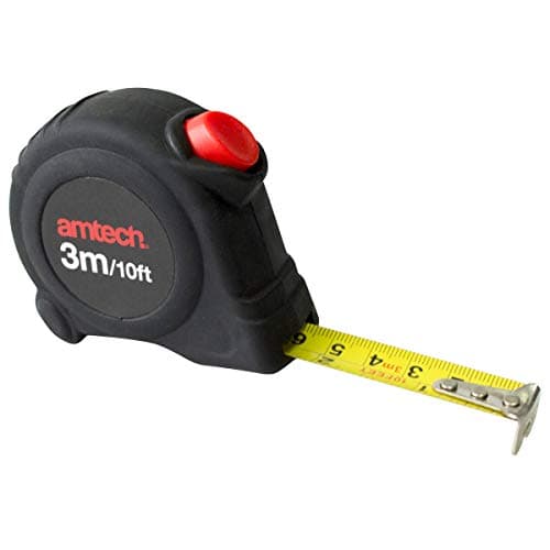 Image of Amtech 3m Self Locking Measuring Tape, 16mm Blade with Belt Clip and Quick Return, Ideal for Compact Measuring Jobs in DIY and Trade Settings.