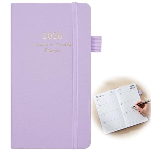 Image of Pocket Diary 2026, Slim Week To View Layout With Lay-Flat Binding, Small 2026 Diary Week To View With Monthly Tabs And Elastic Closure For Daily Planning