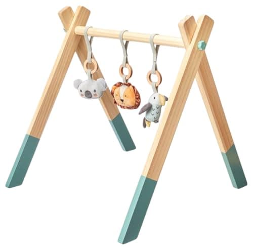 Image of Nuby Animal Adventures Wooden Play Gym – Activity Baby Suitable from Birth with Toys for Sensory Development, One Size