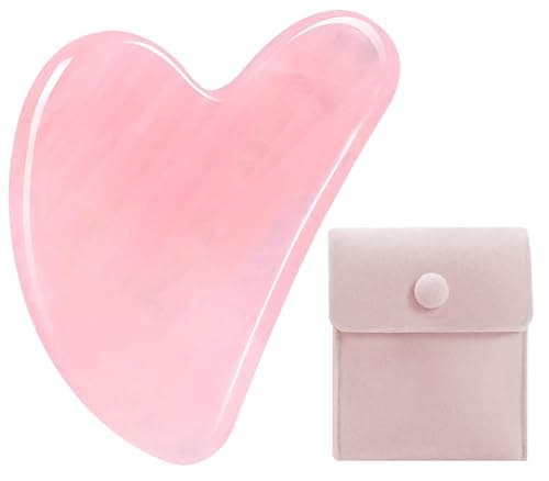 Image of Gua Sha, Rose Quartz Guasha Natural Jade Massage Tool for Jawline Sculpting, Puffiness Reducing, Face, Eyes, Neck and Body, Skin Care Gift