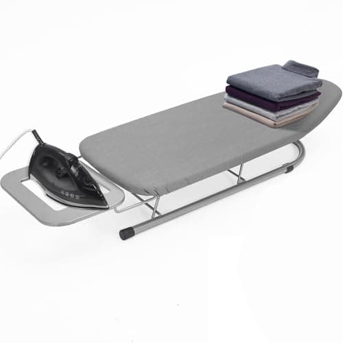 Image of Rainberg Table Ironing Board, Small Folding Design, Non-Slip Folding Legs, 100% Cotton Cover with Foam Layer, Steam Iron Rest, Lightweight, Space Limited, 76 x 30 cm