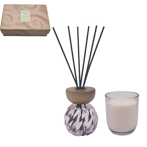 Image of Lesser & Pavey Desire Aroma Chamomile & Lavender Diffuser & Candle Set | Relaxing Home Fragrance with Reed Diffuser Sticks, Oil & Aromatherapy Candle | Gift Set for Home Accessories Lovers