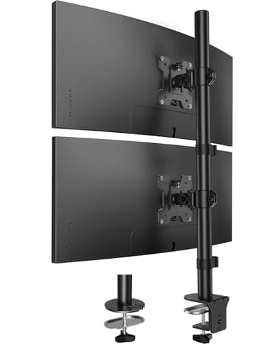 Image of HUANUO Vertical Dual Monitor Stand, Stacked Monitor Mount for 2 Monitors with Height Adjustment, Computer Monitor Arm Supports Two 17-32 Inch with 2 Mounting Options, Each Desk Mount Holds up to 8kg