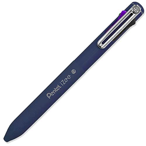Image of Pentel iZee 4 Colour Ballpoint Pen - Deep Violet Barrel - Multi Ink - Black, Violet, Blue & Green Ink - Single Pen