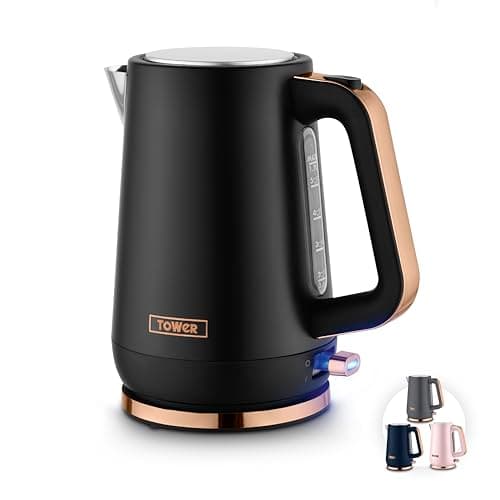 Image of Tower Cavaletto 1.7L Jug Kettle with 3KW Rapid Boil, 360° Swivel Base, Removable Filter, Water Gauge, Stainless Steel Body, Illuminated Switch, Rose Gold & Black, T10100RG