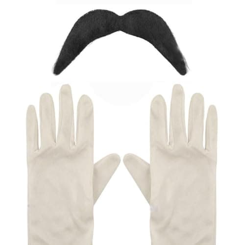 Image of jokeshop Mario Luigi Wario Waluigi Toad Hat Cap Plumber Bros Overalls Video Game Character Fancy Dress Cosplay Costume Party (Gloves & Moustache)