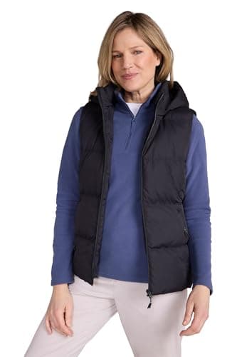 Image of Mountain Warehouse Astral Womens Padded Gilet - Water Resistant Ladies Bodywarmer, Detachable Hood Vest, Microfibre Insulation - Spring Summer, Outdoors, Sports Black Women's Size 14