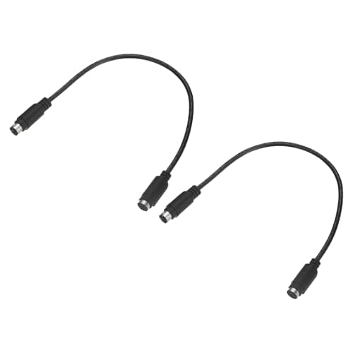 Image of sourcing map 2Pcs PS/2 Mouse and Keyboard Extension Cable 6 Pin 0.98 Feet Male to Female for PC, Black